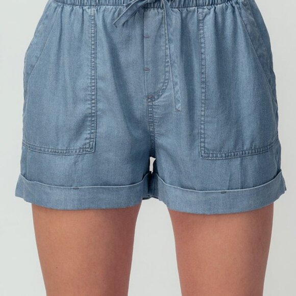 Casual Blue Denim Shorts with Drawstring - Picture 3 of 3
